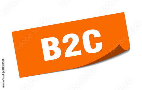 b2c sticker. b2c square sign. b2c. peeler