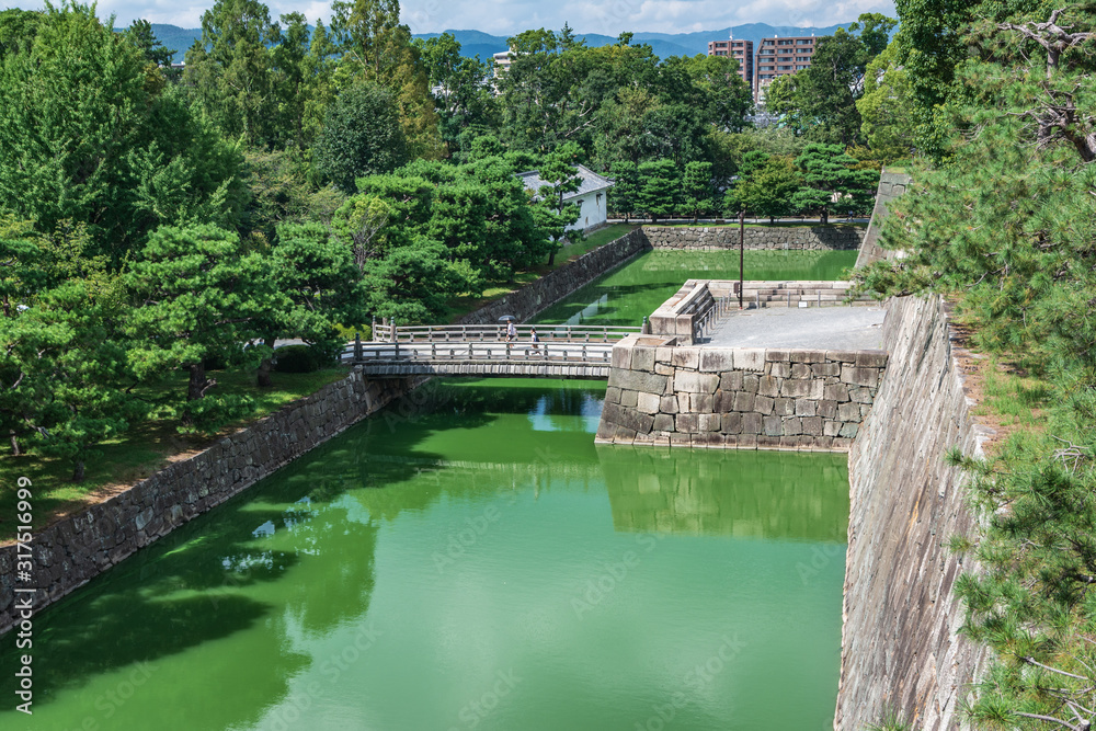 Inner walls, moat and park of the Nijo Castle, Kyoto, Japan