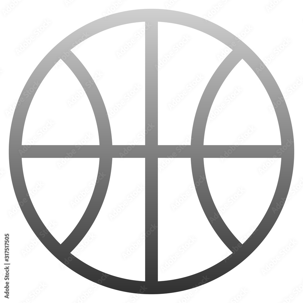 Basketball sign icon - gray silver metal simple gradient outline, isolated - vector Basketball sign icon - gray silver metal simple gradient outline, isolated - vector