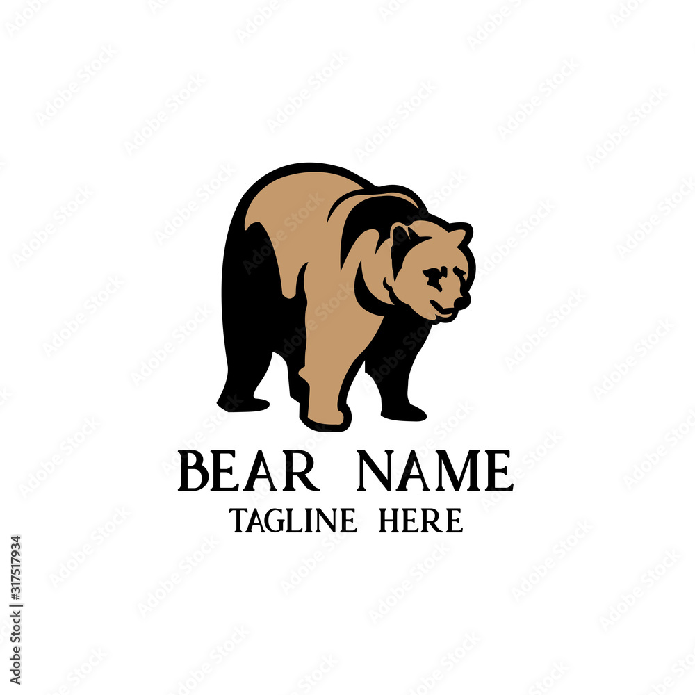 Obraz premium Grizzly bear label - vector illustration. bear logo template.