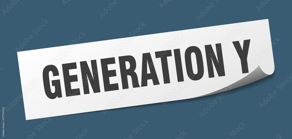 generation y sticker. generation y square sign. generation y. peeler
