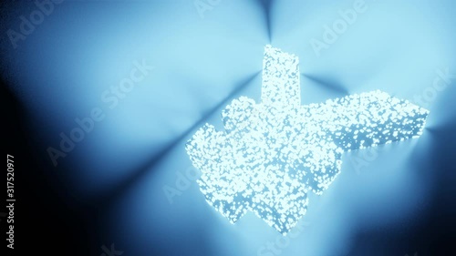 Bitcoin cryptocurrency sign and symbol glow futuristic particle 3D rendering cube polygon pattern, Business finance blockchain technology concept on black background animation 4K with copy space