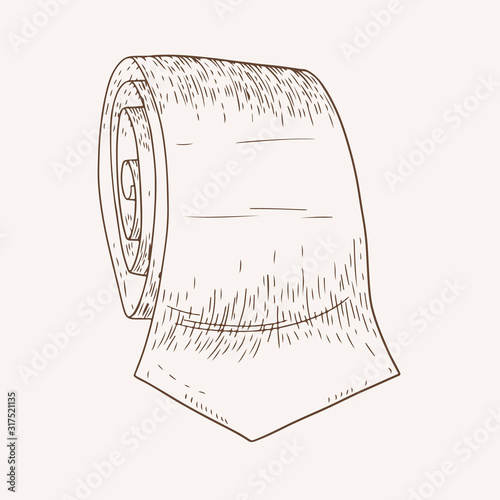 Rolled stylish tie hand drawn illustration for man