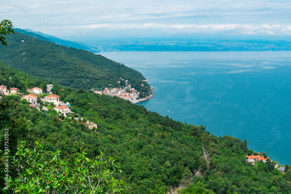 Adriatic Sea and mountains of Moscenicka Draga, Croatia