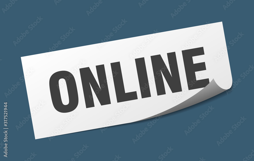 online sticker. online square sign. online. peeler online sticker. online square sign. online. peeler