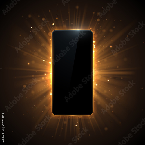Phone shape template with back gold light