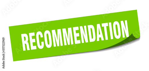 recommendation sticker. recommendation square sign. recommendation. peeler