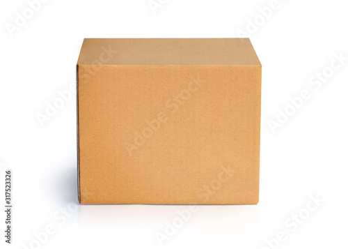 Brown paper box isolated on white background. This has clipping path. 