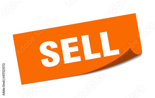 sell sticker. sell square sign. sell. peeler