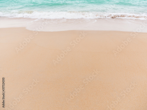 Beach top view.beach sand and blue sea in thailand. summer holiday travel concept.