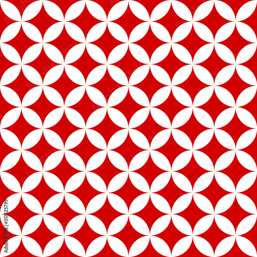 Red shippo Japanese pattern. Seven treasures geometric design.