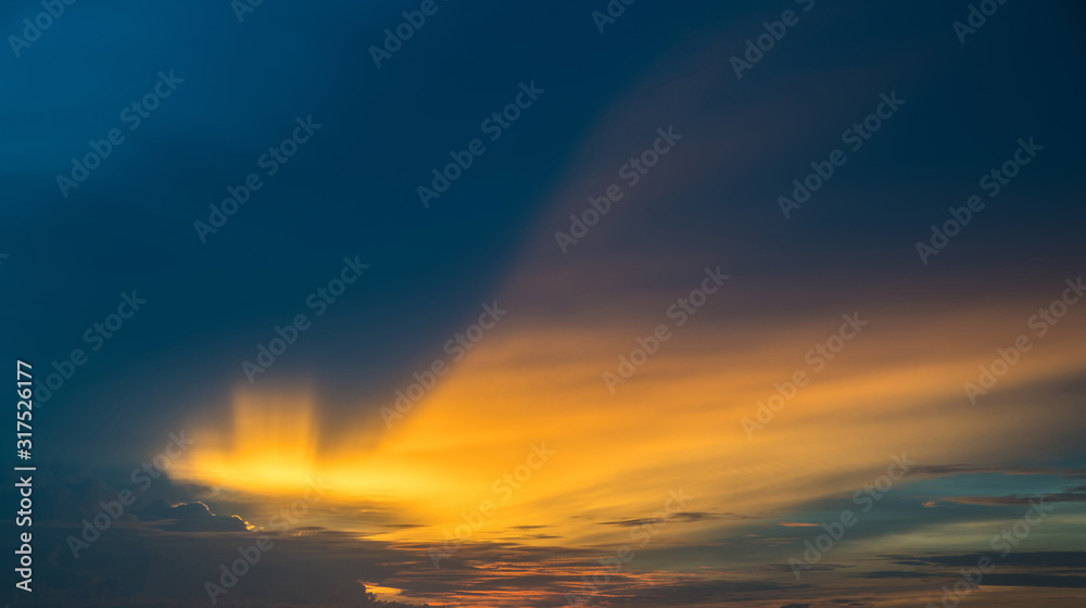 dramatic sky sunlight beam during sunset time