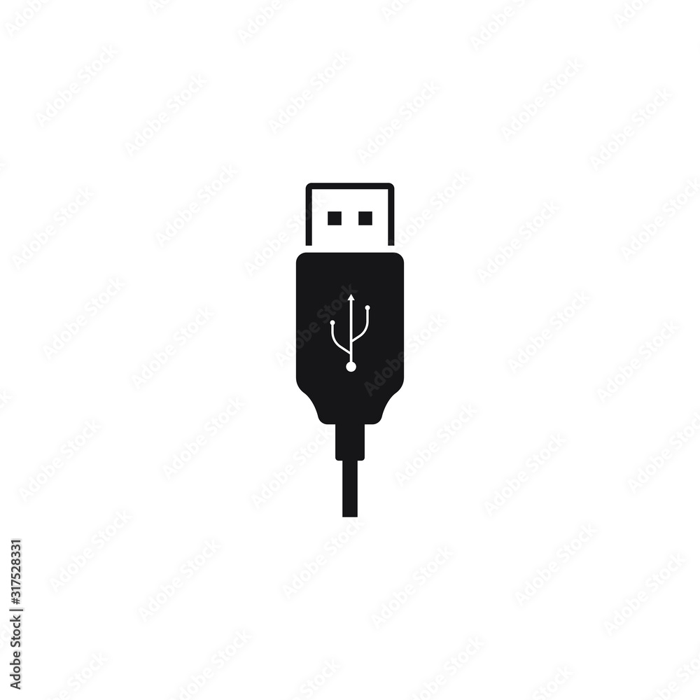 Usb cable icon design isolated on white background. Vector illustration Usb cable icon design isolated on white background. Vector illustration