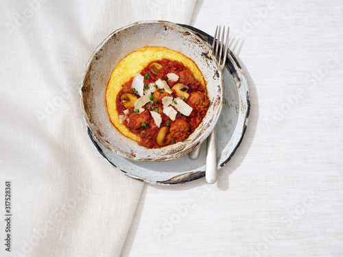 Polenta with meatball