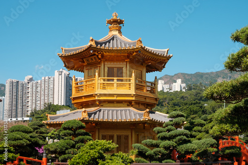 The golden Pavilion of Absolute Perfection in Nan Lian Garden, Chi Lin Nunnery in Hong Kong