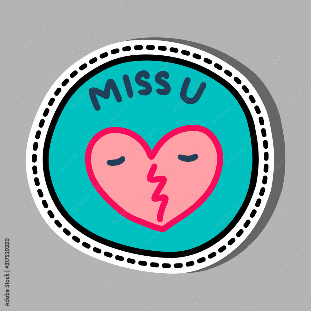 Miss you hand drawn vector illustration in cartoon comic style broken heart Miss you hand drawn vector illustration in cartoon comic style broken heart