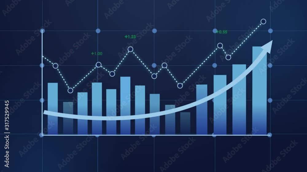 chart with arrow bar graph blue with arrow, professional look and feel