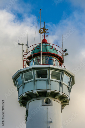 details of the top of the light house in Egmond aan Zee, Netherlands