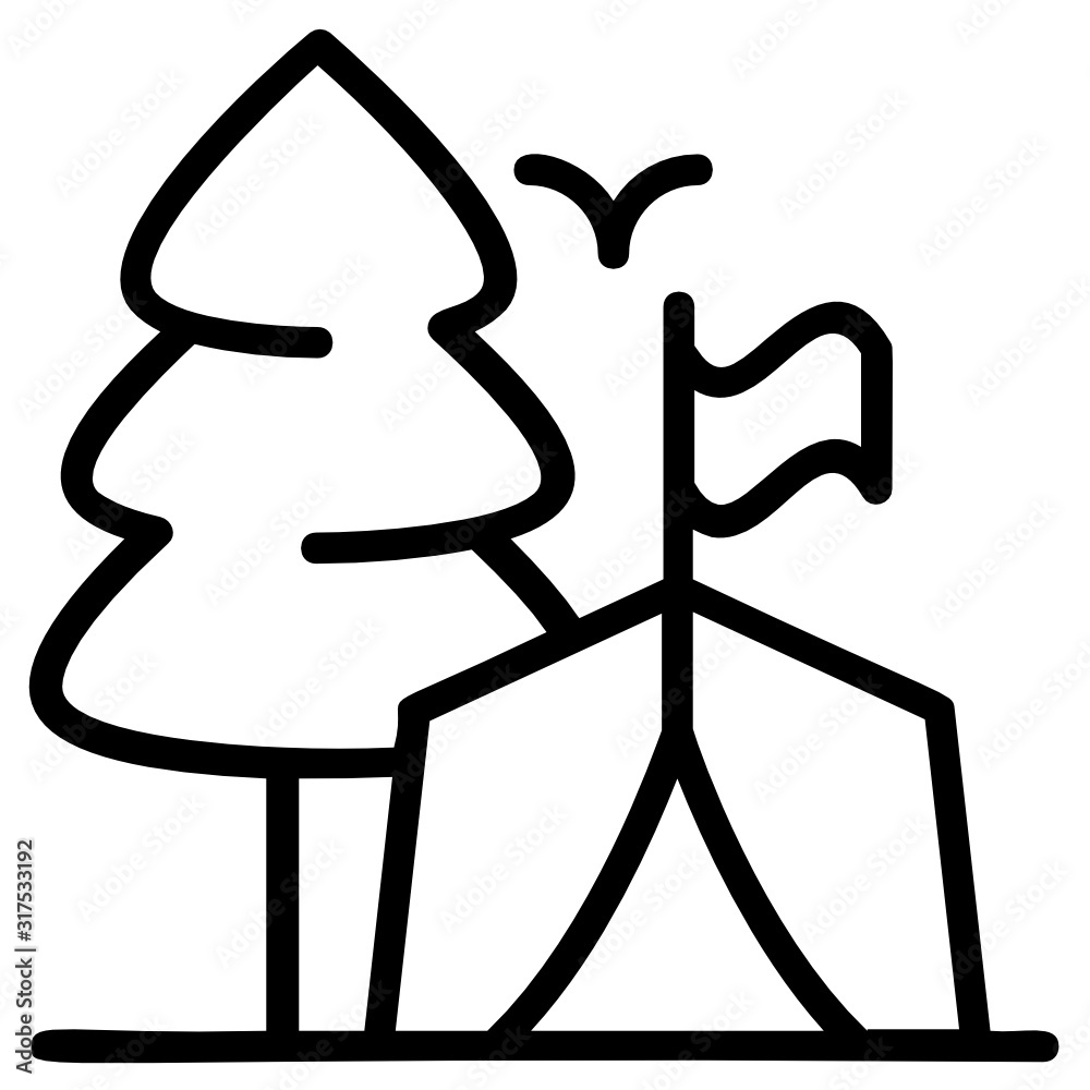 Fabricated Tent and Pin Tree Design, Basecamp Expedition Vector Icon Design Fabricated Tent and Pin Tree Design, Basecamp Expedition Vector Icon Design