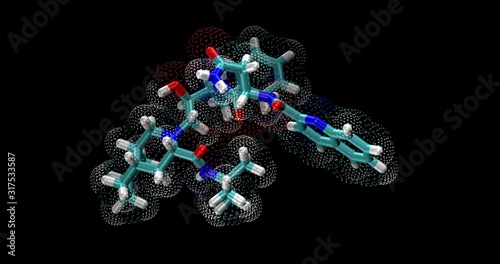 Saquinavir, HIV/AIDS drug / HIV protease inhibitor, 3d molecule