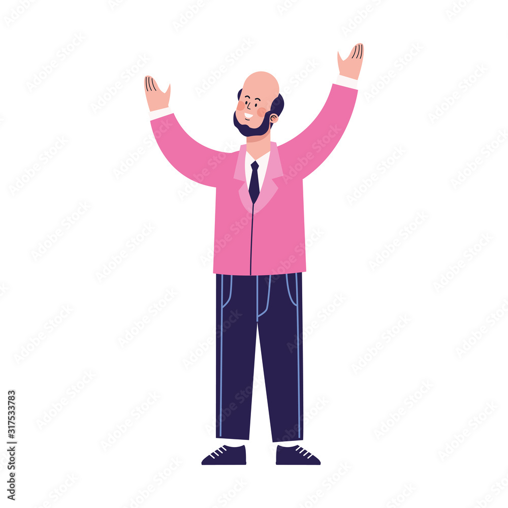 cartoon businessman with arms up, colorful design cartoon businessman with arms up, colorful design