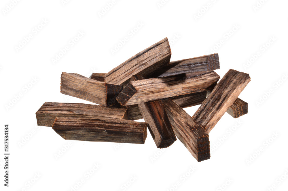 oak firewood isolated on white background