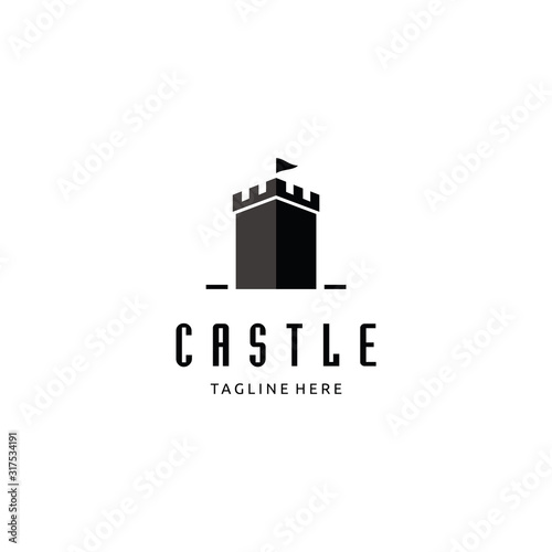 Authentic Castle tower silhouette logo design icon inspiration