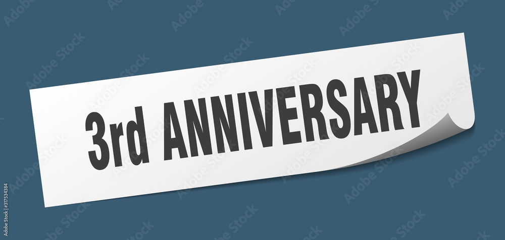 3rd anniversary sticker. 3rd anniversary square sign. 3rd anniversary. peeler 3rd anniversary sticker. 3rd anniversary square sign. 3rd anniversary. peeler