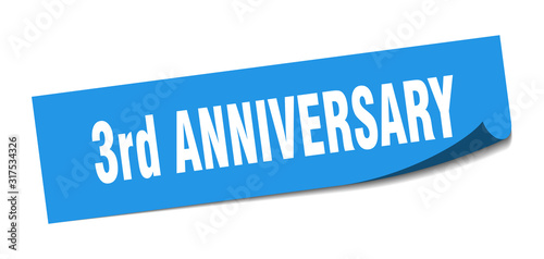 3rd anniversary sticker. 3rd anniversary square sign. 3rd anniversary. peeler
