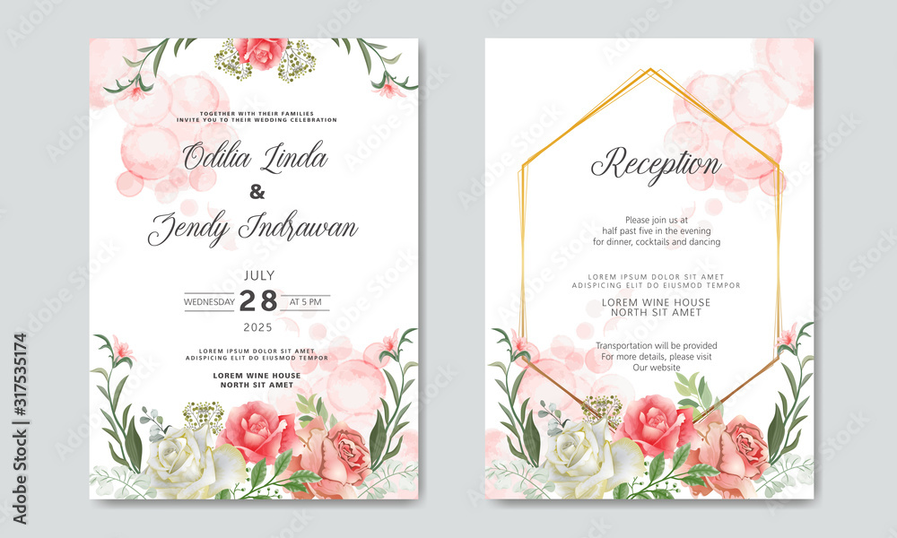 beautiful and romantic flower wedding invitation