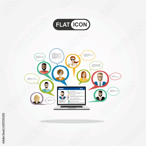 Live chat. Online Chat with Social Network. Flat design vector illustration concepts. Concepts web banner and printed materials.