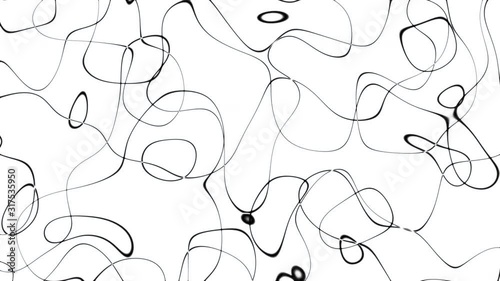 Art design black graphic random shape sketch drawing animation chaos on a white minimal background - loop