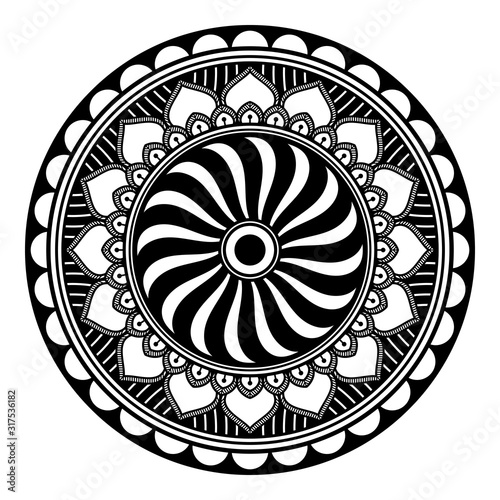 Ethnic Mandala Ornament. Arabic, Pakistan, Moroccan, Turkish, Indian, Spain motifs