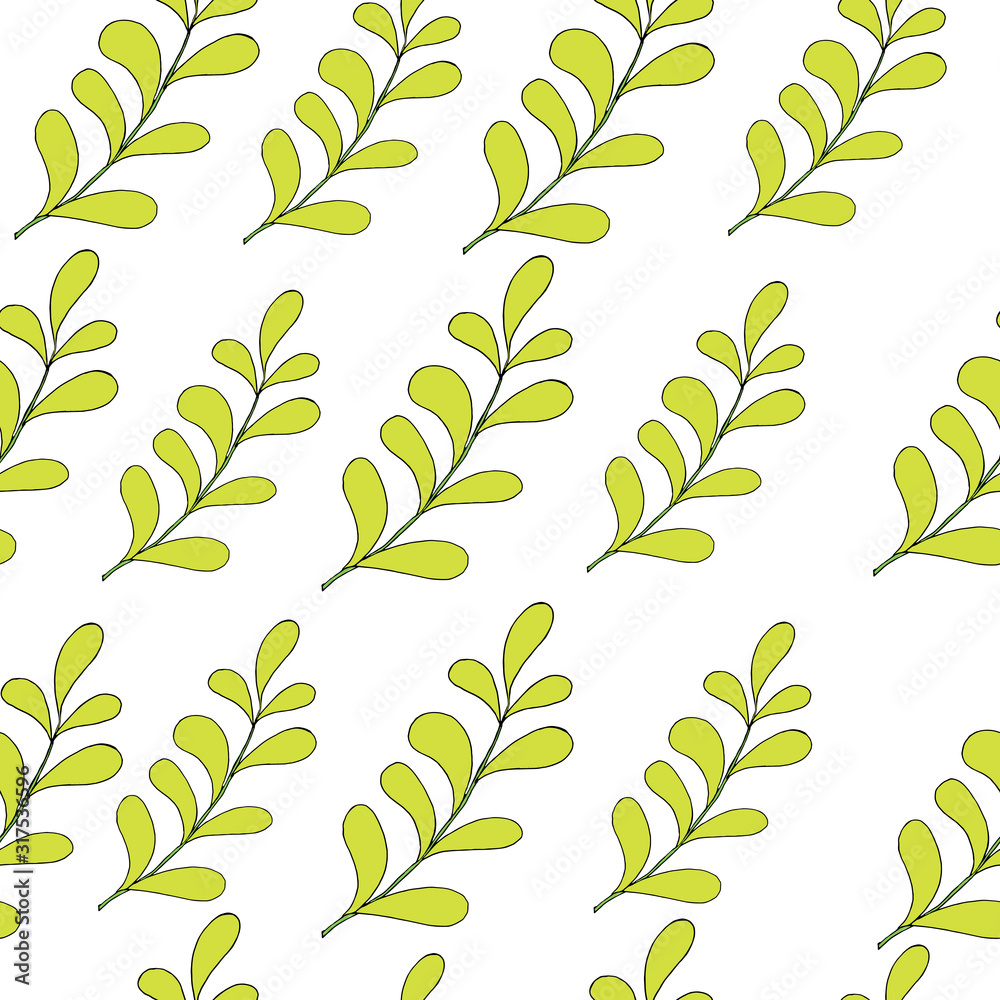 Print.vector illustration of seamless pattern of twig elements