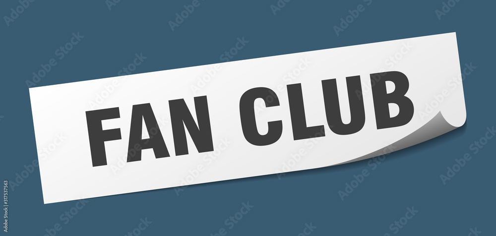 fan club sticker. fan club square sign. fan club. peeler