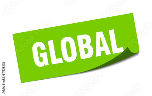global sticker. global square sign. global. peeler