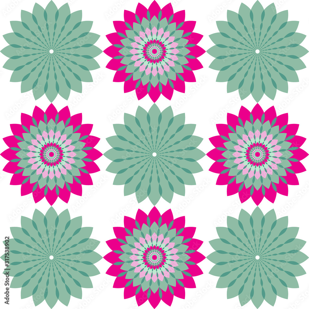Geometric floral background. Colorful circle flower vector illustration