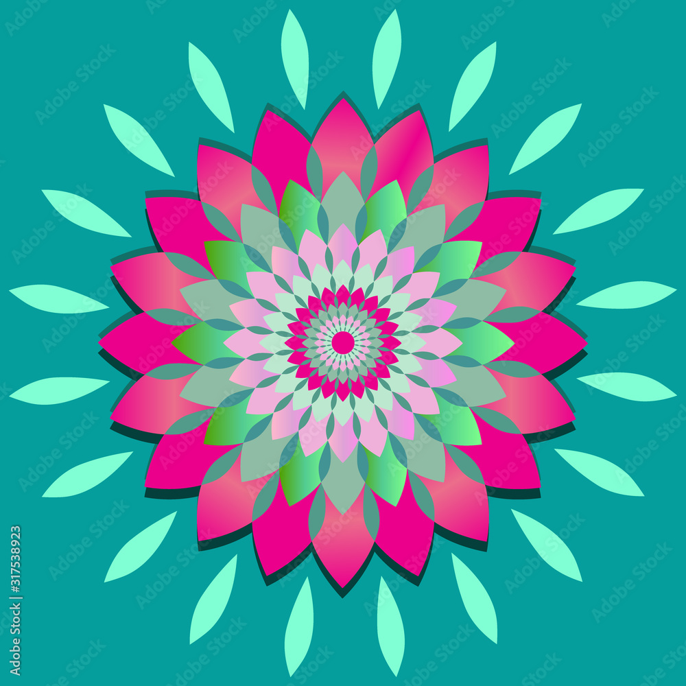 Obraz premium Geometric flower background. Colorful circle flower vector illustration