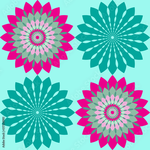 Geometric floral background. Colorful circle flower vector illustration