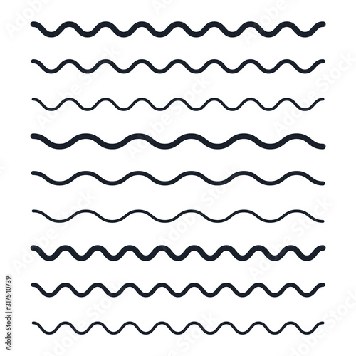 Wave line icon template color editable. black underlines, smooth end squiggly horizontal curvy squiggles symbol vector sign isolated illustration for graphic and web design. photo