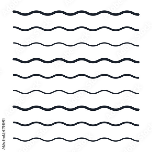 Wave line icon template color editable. black underlines  smooth end squiggly horizontal curvy squiggles symbol vector sign isolated illustration for graphic and web design.