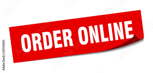order online sticker. order online square sign. order online. peeler