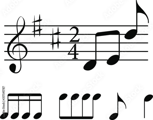melody treble clef sharp notes signs line