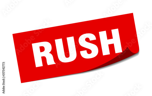 rush sticker. rush square sign. rush. peeler