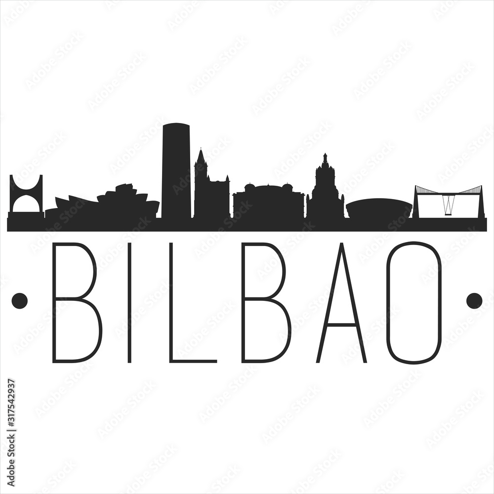 Bilbao Spain. City Skyline. Silhouette City. Design Vector. Famous Monuments.
