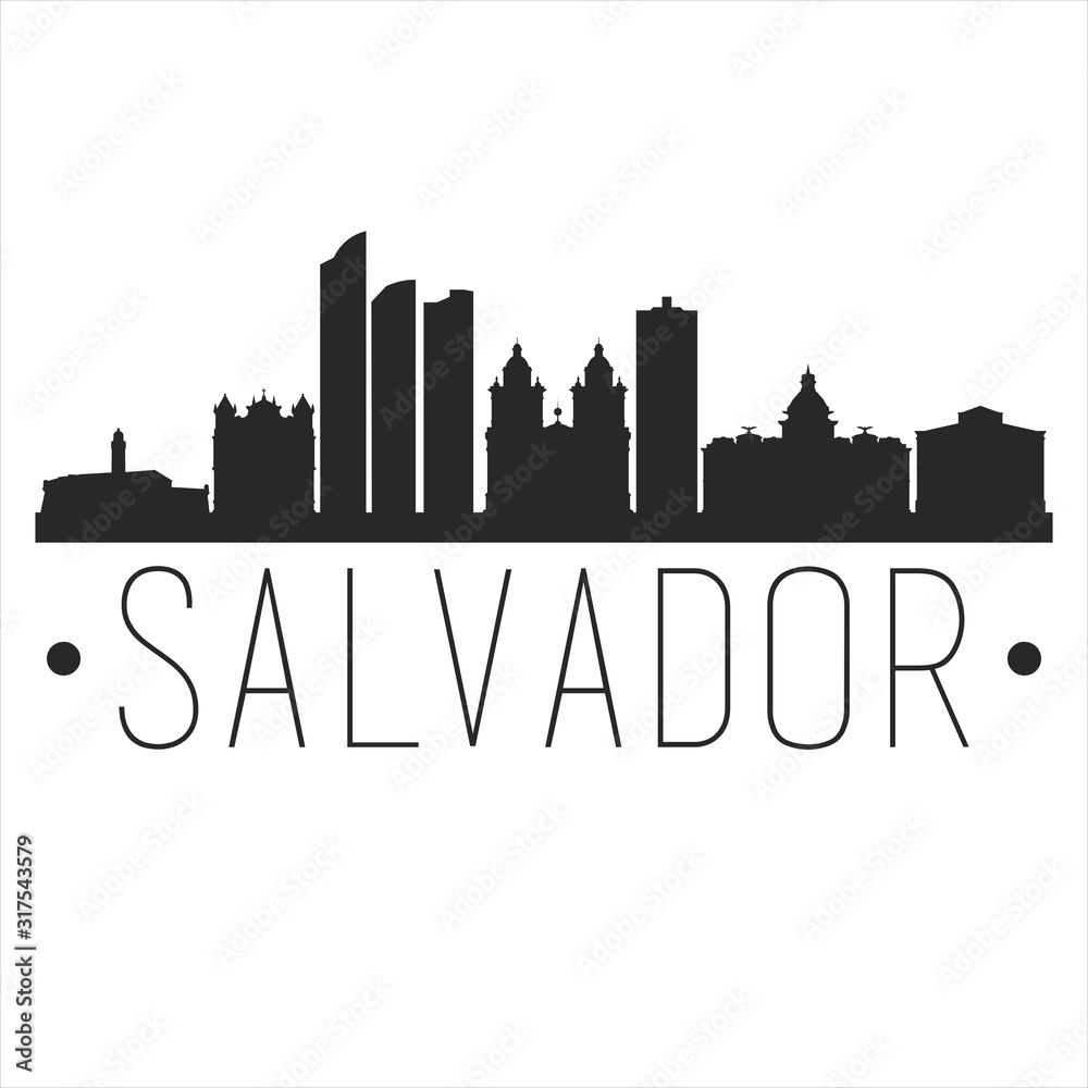Salvador de Bahia Brazil. City Skyline. Silhouette City. Design Vector. Famous Monuments.