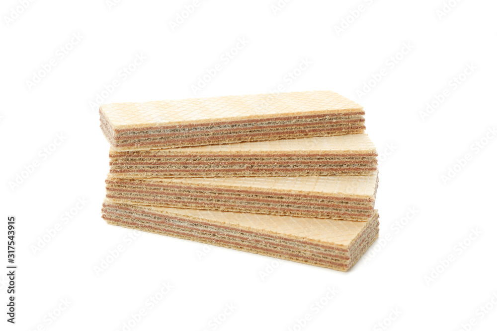 Stack of sweet wafer biscuits isolated on white background Stack of sweet wafer biscuits isolated on white background