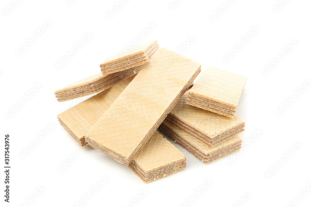 Heap of sweet wafer biscuits isolated on white background Heap of sweet wafer biscuits isolated on white background