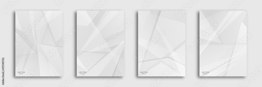 Abstract white and grey on light silver background with modern design. A set of backgrounds consisting of triangles. Vector illustration EPS 10. Abstract white and grey on light silver background with modern design. A set of backgrounds consisting of triangles. Vector illustration EPS 10.