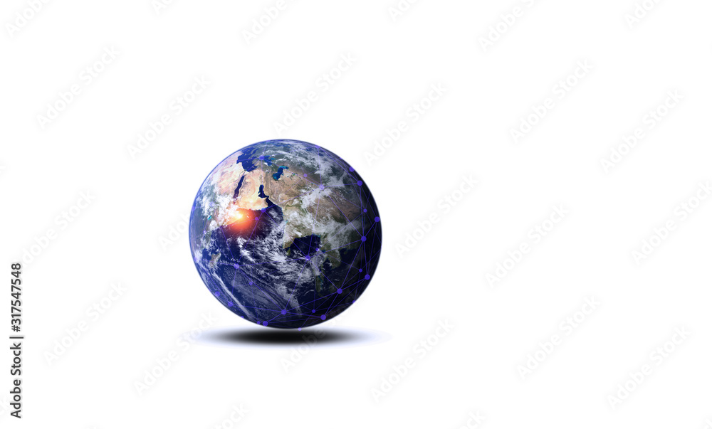 Global network  on white or isolated background,elements of this image furnished by NASA.